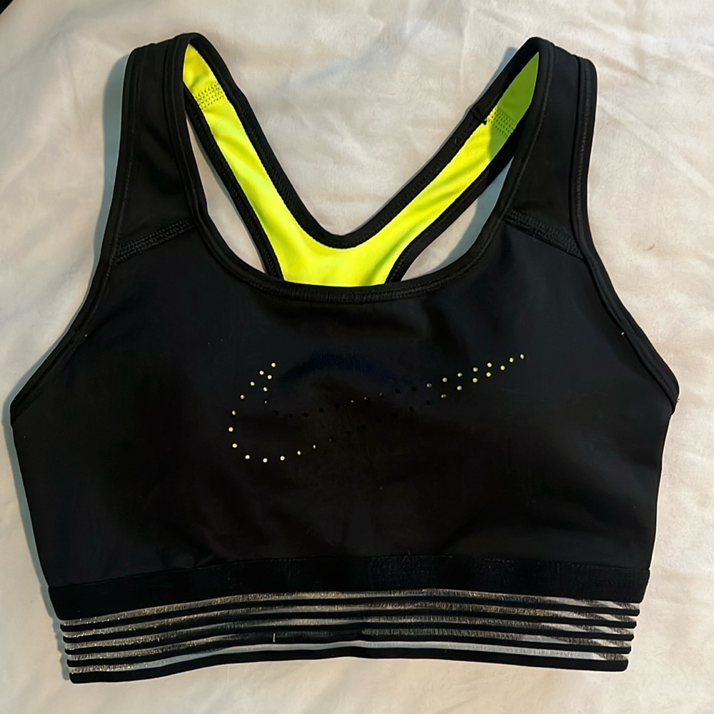Nike Black and Yellow Sports Bra